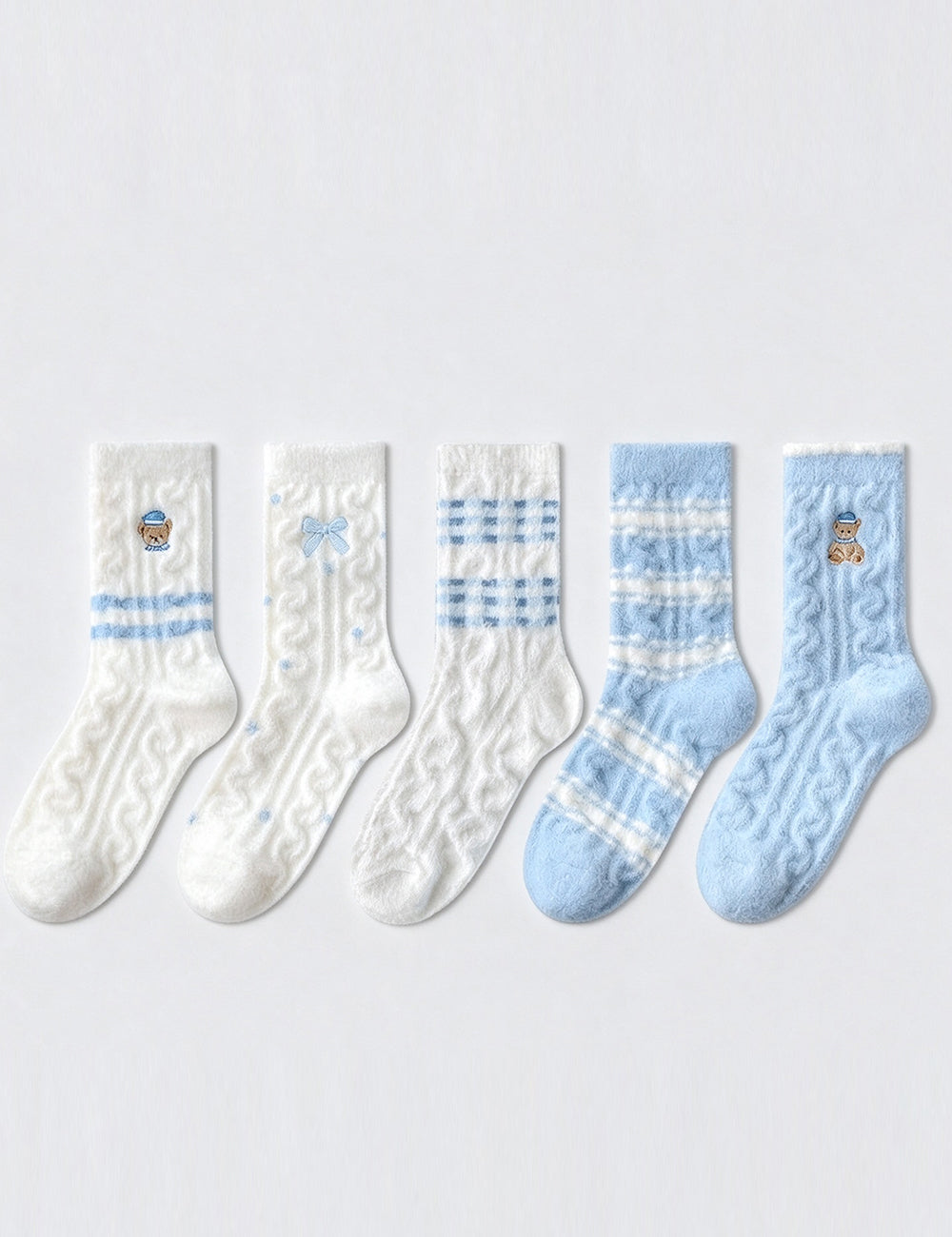 Bear Embroidery Striped Socks - DippedShop Wholesale - #2259