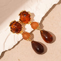 Maillard Amber Acrylic Teardrop Long Dangle Earrings 6W6JER944