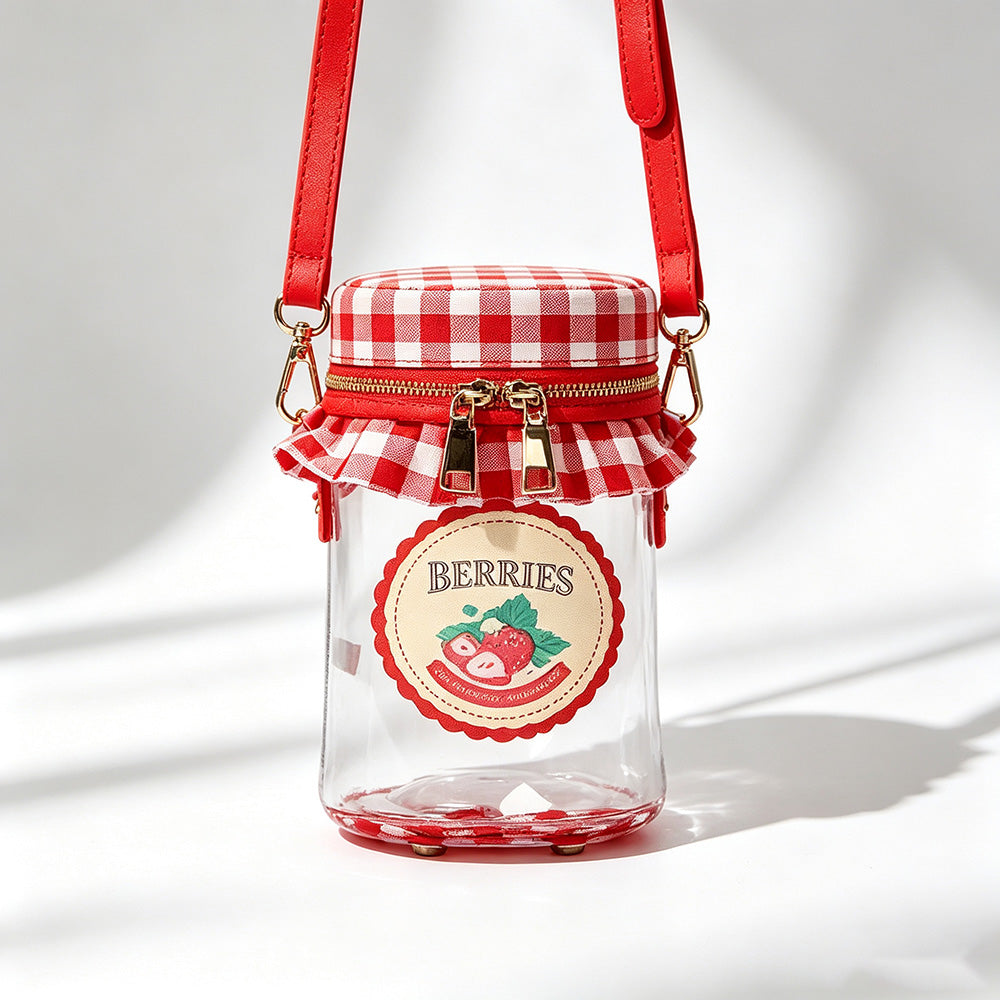 Cute Strawberry Jam Jar Shaped Crossbody Bag 6W10BBG2126