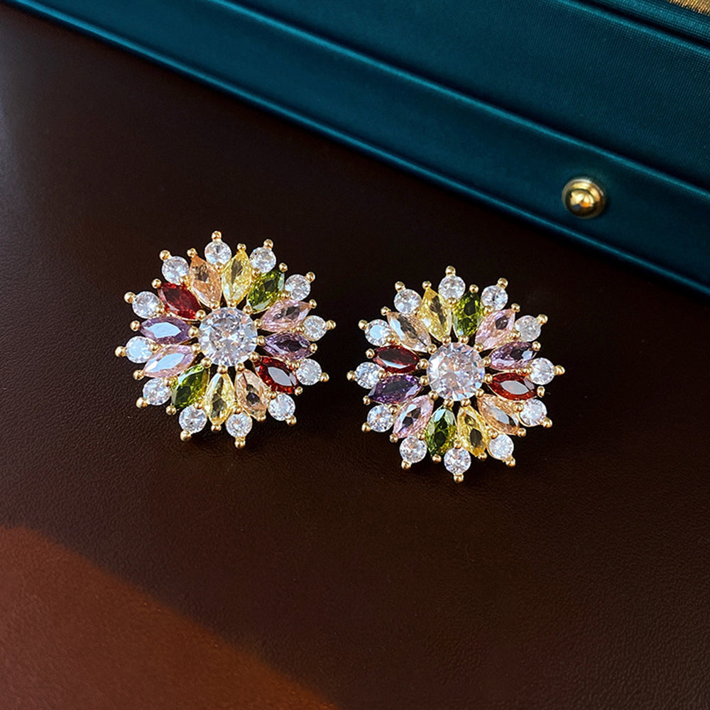 Elegant Colorful Rhinestones Floral Pendant Choker Necklace 6W6JNC928