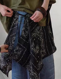 Vintage Floral Print Layered Tie Side Wrap Skirt 6W1SL38