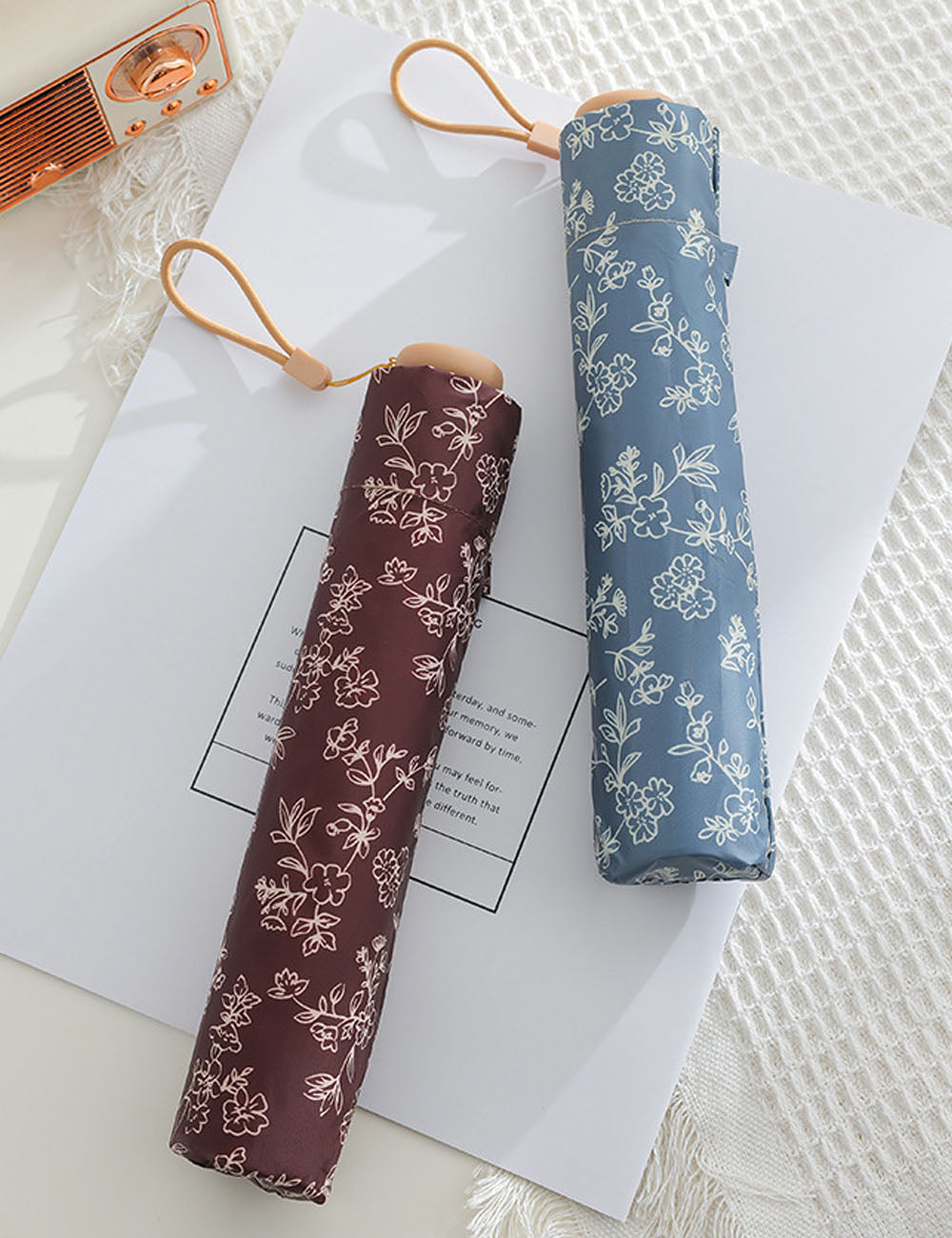 Fresh Floral Print Portable Compact Umbrella MK2MBFN6Z11UL12
