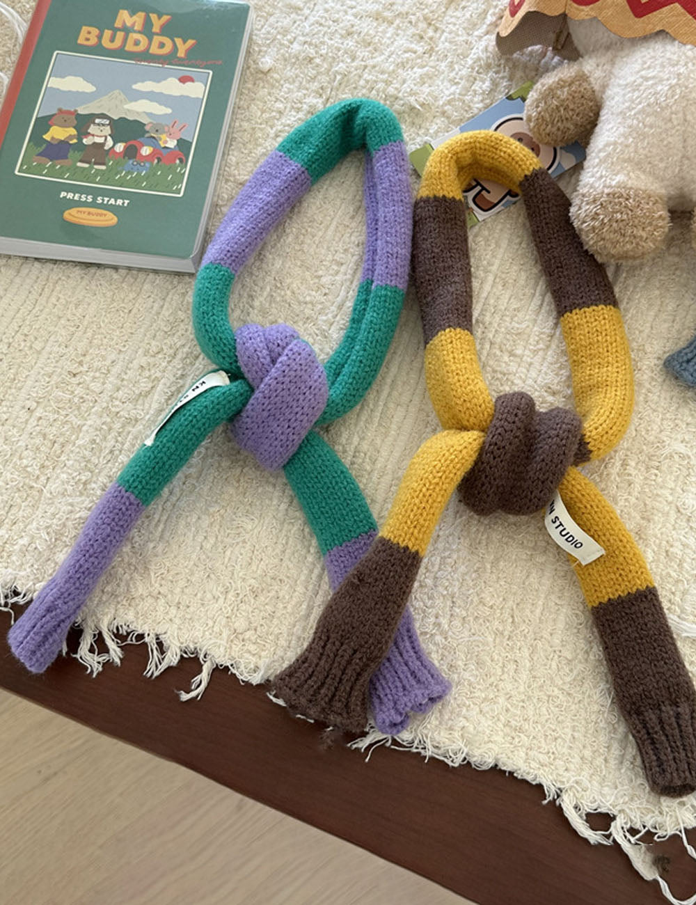 Color Block Striped Knit Scarf - DippedShop Wholesale - #9507