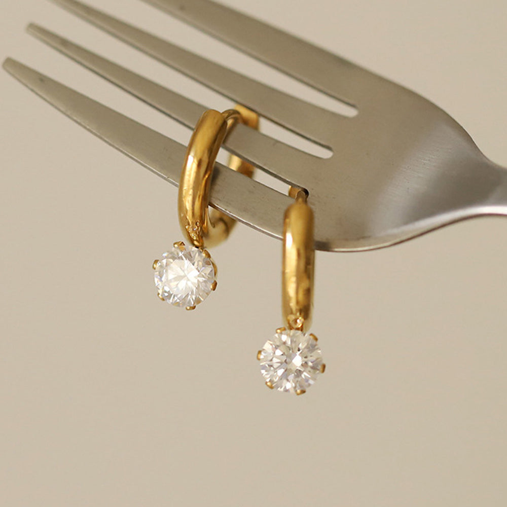 Rhinestone Pendant Hoop Earrings - DippedShop Wholesale - #2803
