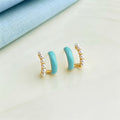 Trendy Enamel Pearl Geometric Stud Earrings 6W6JER613