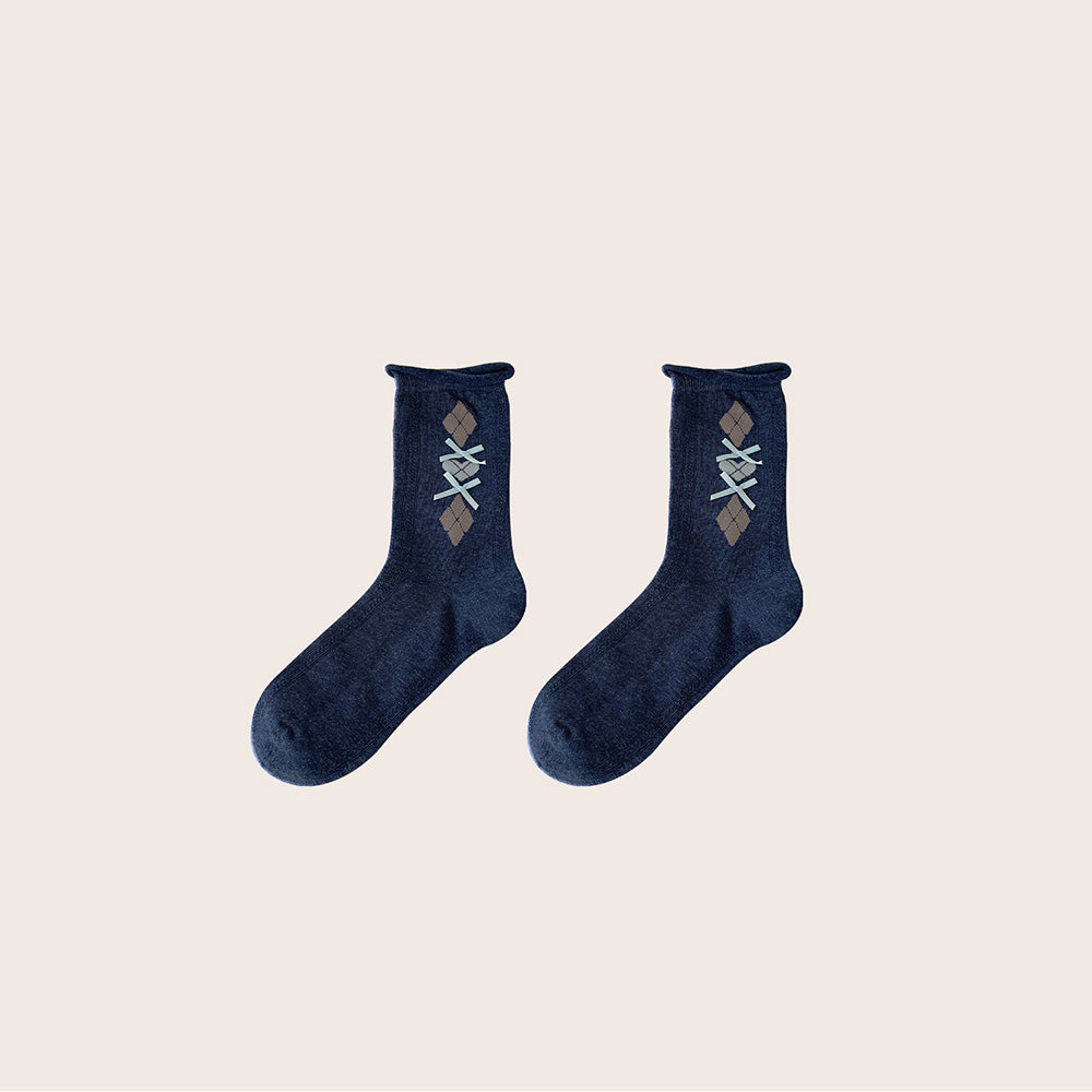 Plaid Bowknot Slouch Crew Socks - DippedShop Wholesale - #0243