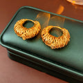 Chunky Gold Plated Hollow Woven Hoop Earrings 6W6JER704