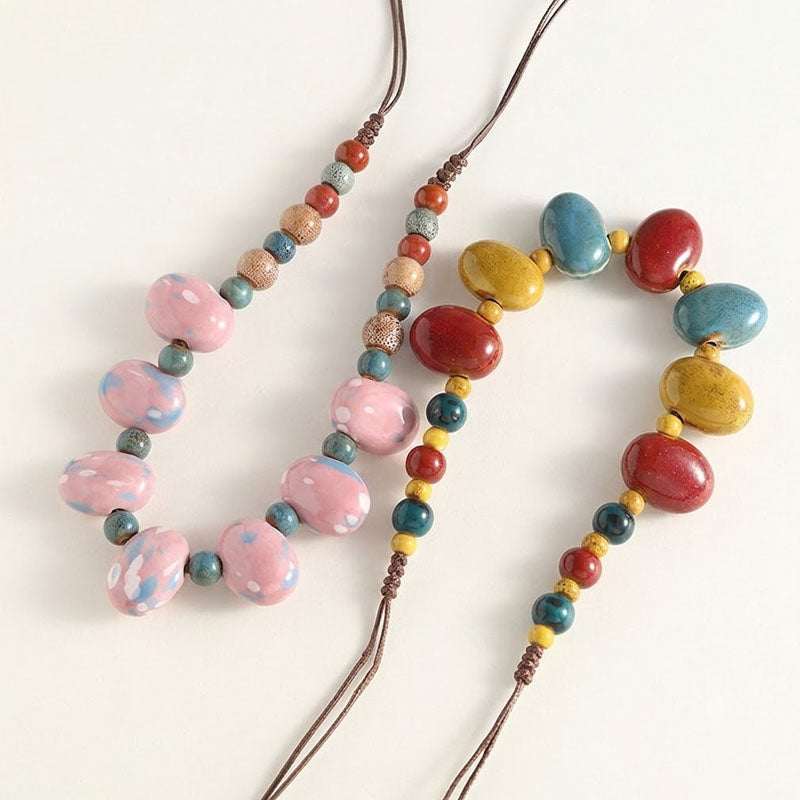 Irregular Beaded Braided Necklace - DippedShop Wholesale - #5267