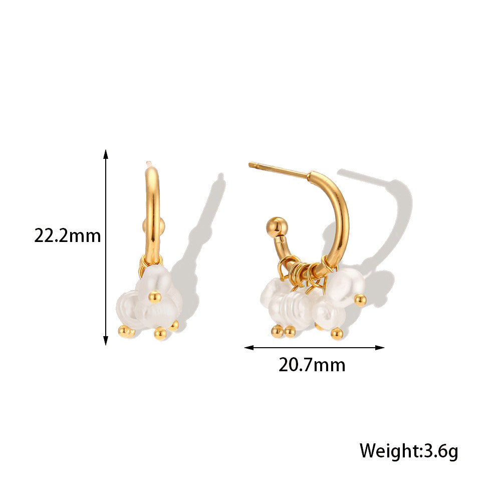 Pearl Tassel C-Shaped Earrings - DippedShop Wholesale - #3715