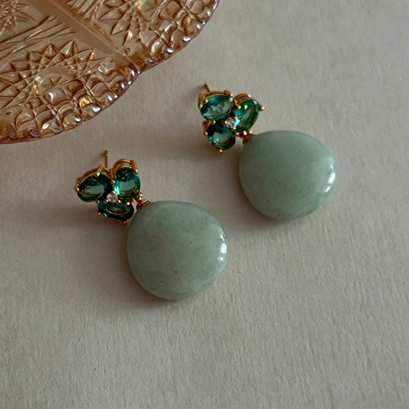 Dainty Rhinestone 3D Floral Dangle Stud Earrings 6W6JER563