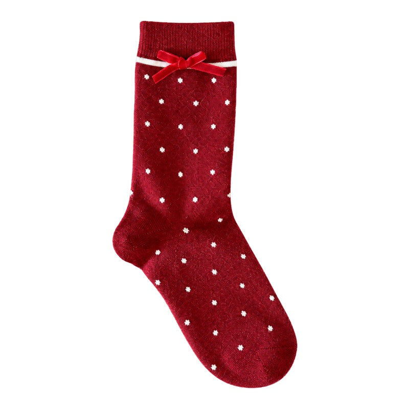 Sweet Velvet Bow Crew Socks 6W8FSO658