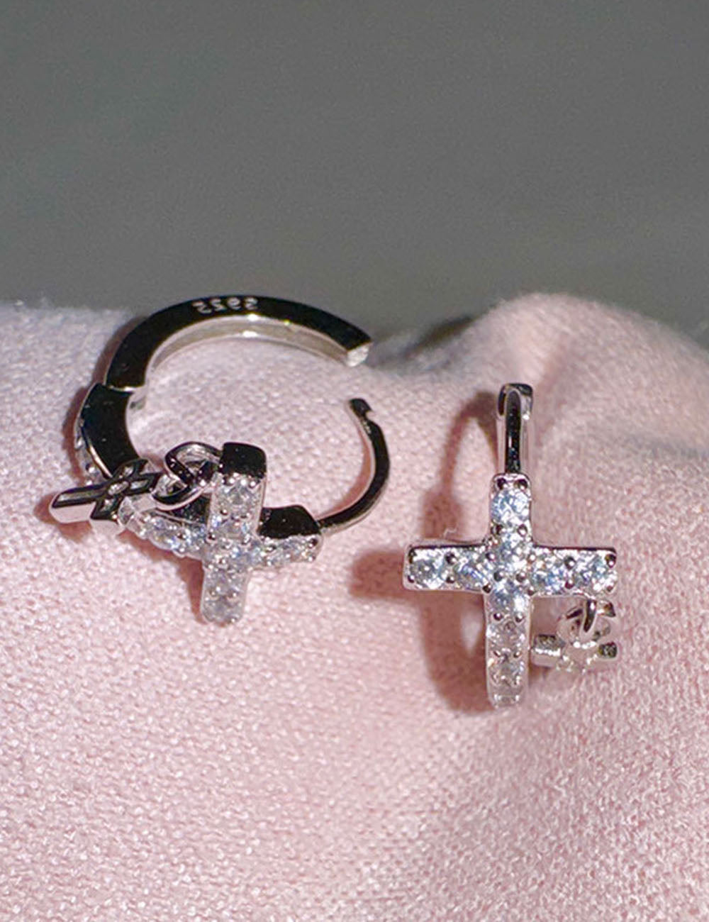 Cross Huggie Hoop Earrings - DippedShop Wholesale - #1795