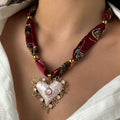Trendy Chunky Heart Pendant Scarf Necklace 6W6JNC1005