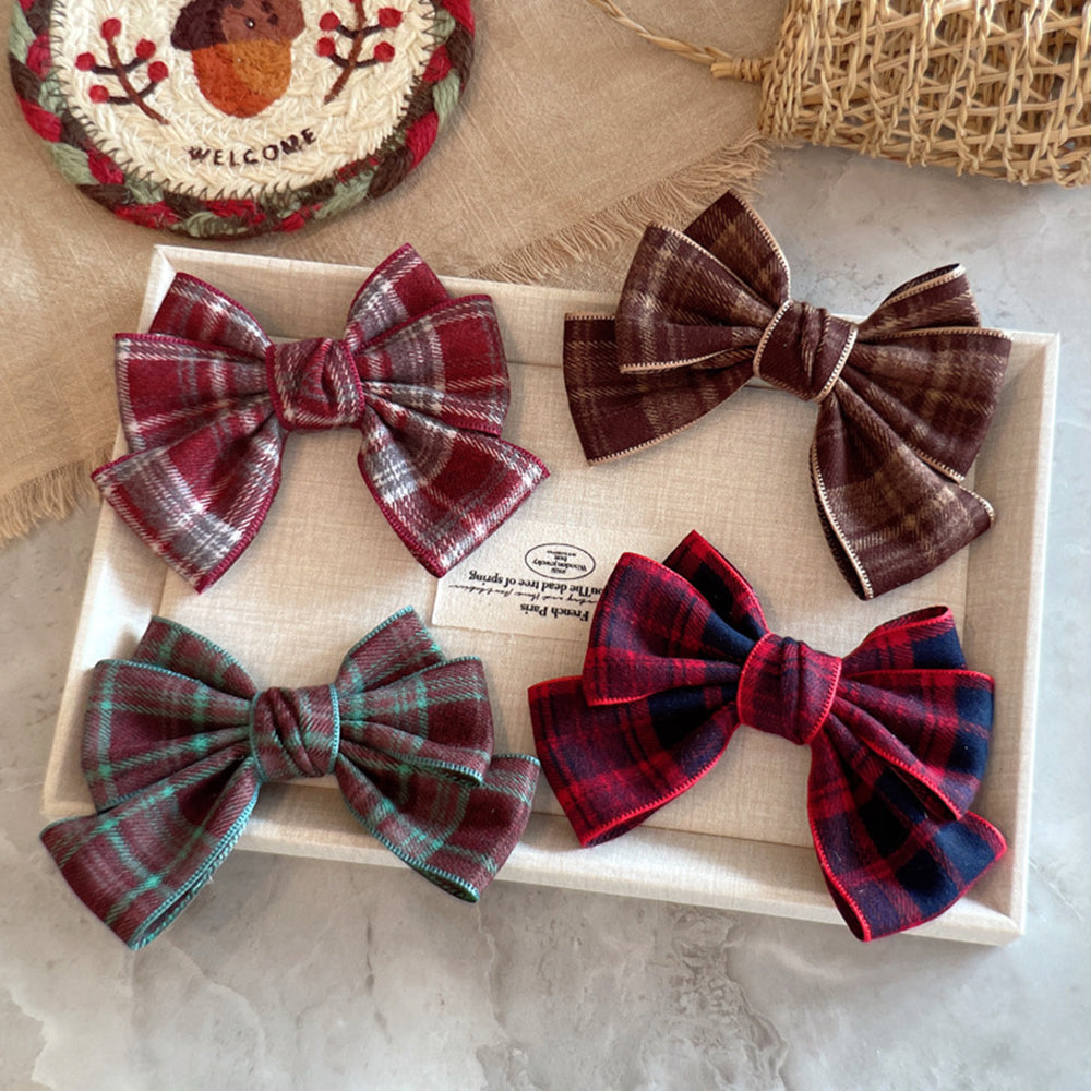 Plaid Bow Hair Clip - DippedShop Wholesale - #7059