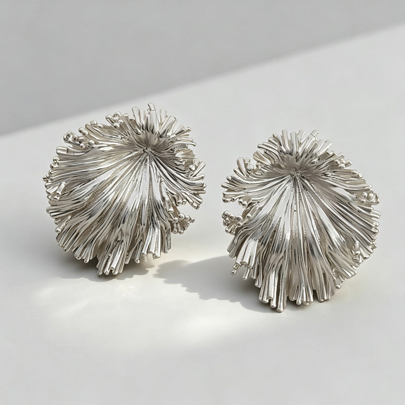 Creative Gold Plated 3D Dandelion Stud Earring 6W6JER557