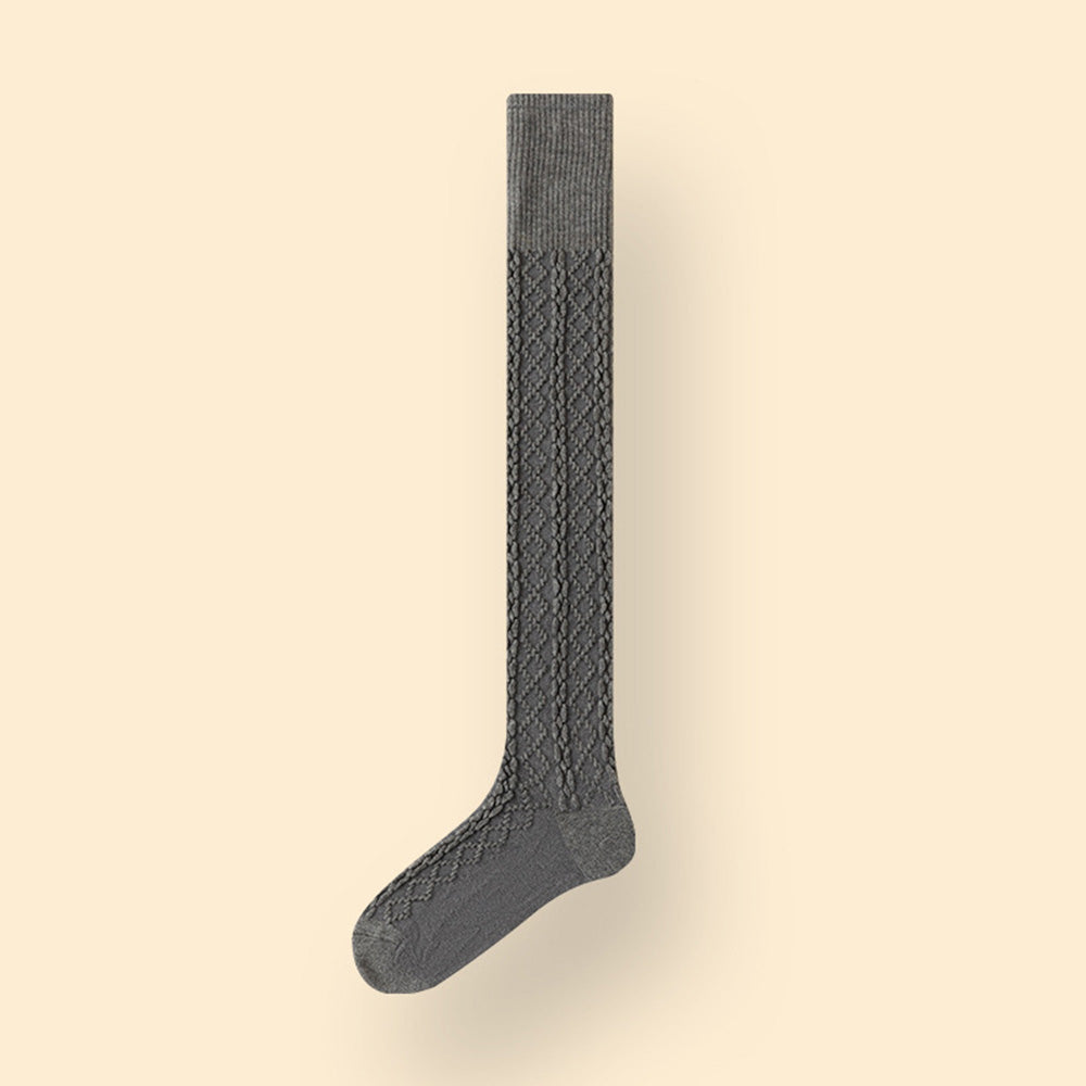Cable Solid Color Knit Over Knee High Socks 6W8FSO892