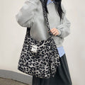 Fashion Striped Leoaprd Print Canvas Shoulder Bag 6W10BBG2485