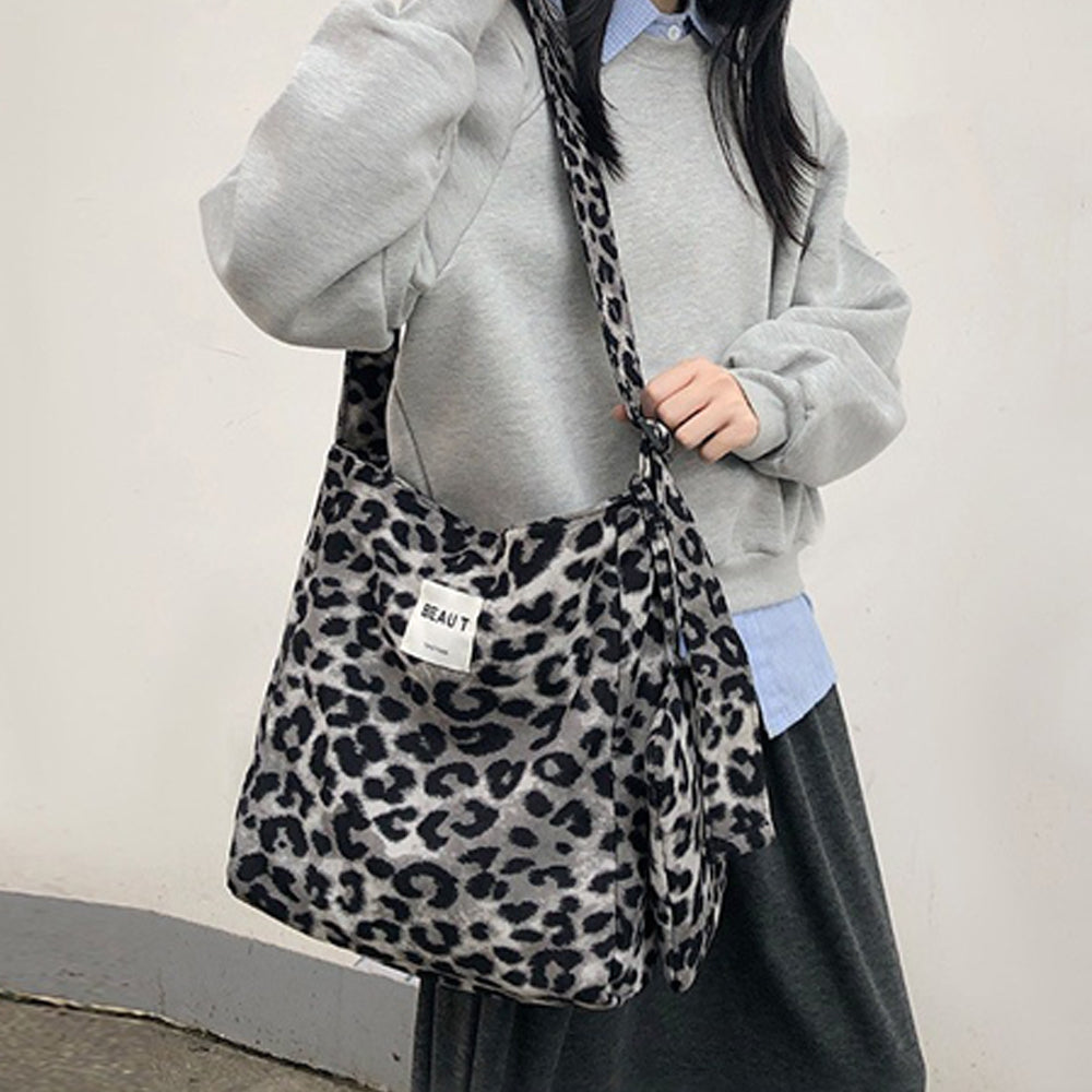 Fashion Striped Leoaprd Print Canvas Shoulder Bag 6W10BBG2485