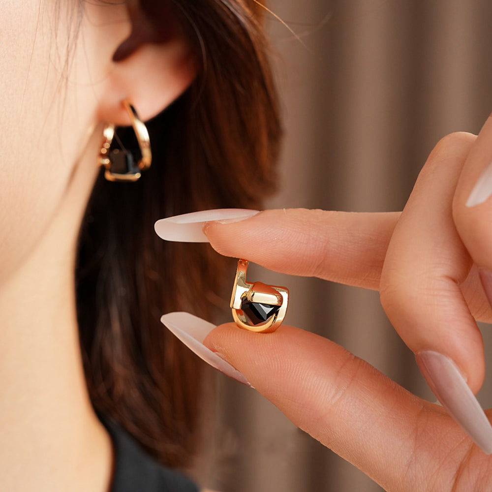 Trendy Irregular Cubic Zirconia Hooop Earrings 6W6JER702