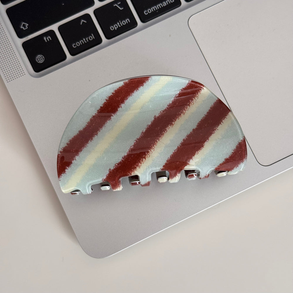 Striped Acetate Hair Claw - DippedShop Wholesale - #4691