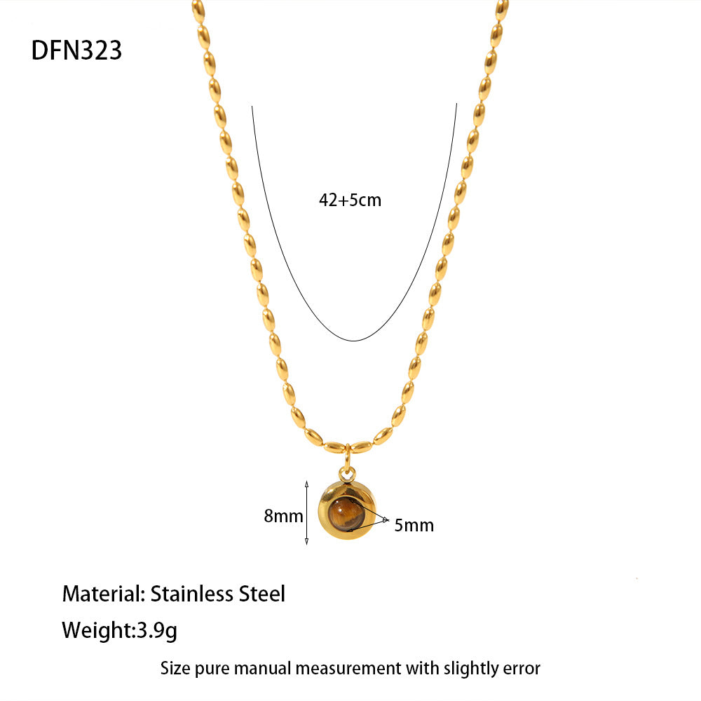 Tiger Eye Pendant Necklace - DippedShop Wholesale - #3699