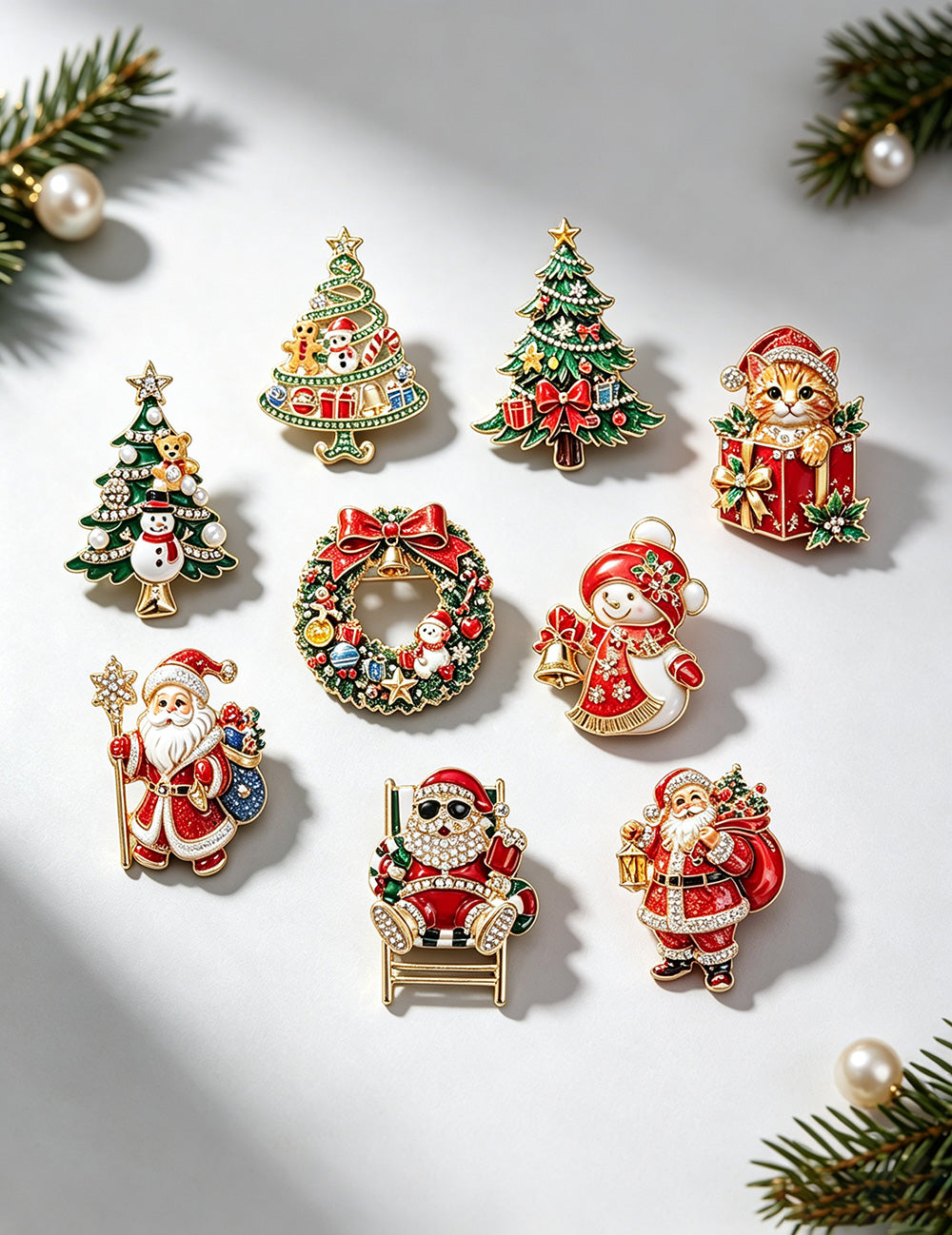 Christmas Series Enamel Rhinestone Brooch 6W6JPB63