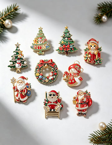 Christmas Series Enamel Rhinestone Brooch 6W6JPB63