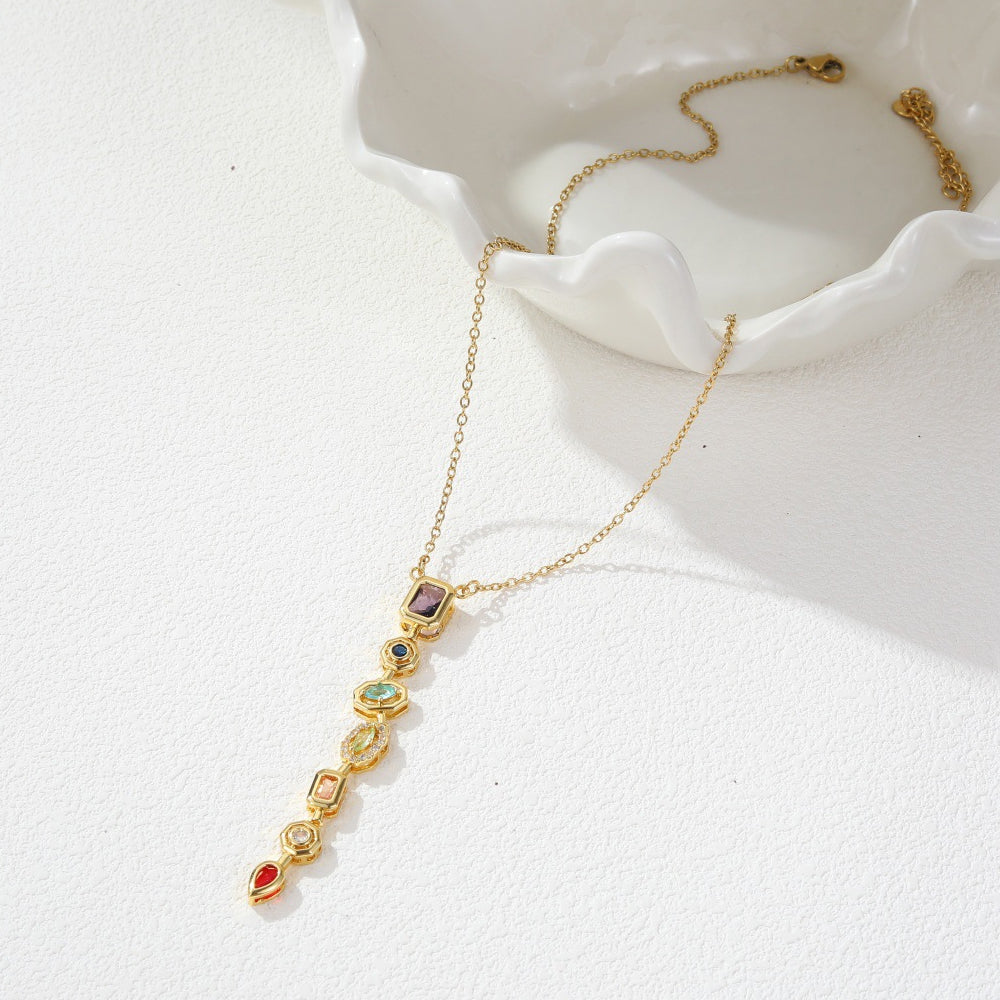 Cubic Zircon Pendant Necklace - DippedShop Wholesale - #4963