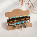 Natural Turquoise Leaf Pendant Multi Layer Bracelets 6W6JBR627
