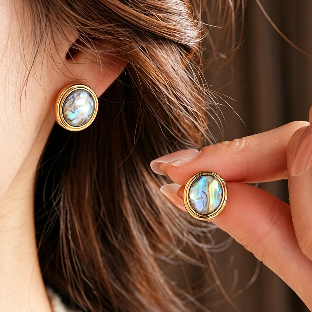 Natural Abalone Shell Stud Earrings 6W6JER782