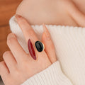 Chunky Two Tone Enamel Teardrop Open Ring 6W6JRG363