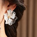 Elegant Exaggerated Transparent Flower Stud Earrings 6W6JER769