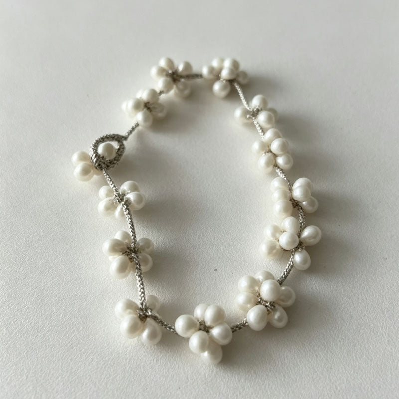 Handmade Flower Ball Beaded Braided Chain Bracelet 6W6JBR362
