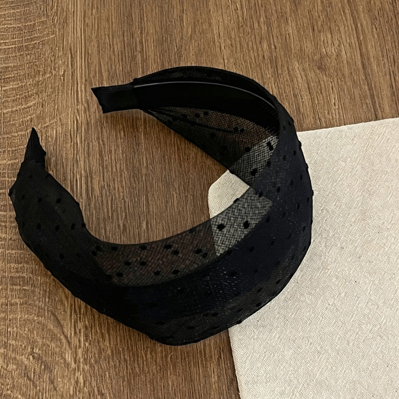 Elegant Polka Dots Lace Mesh Wide Headband 6W6HBD292