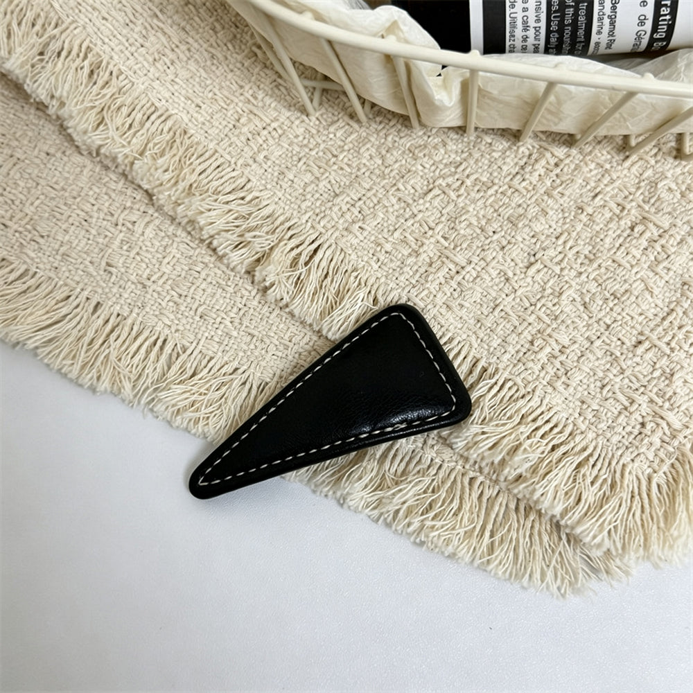 Simple PU Leather Rectangle Snap Hair Clip 6W6HCP1624