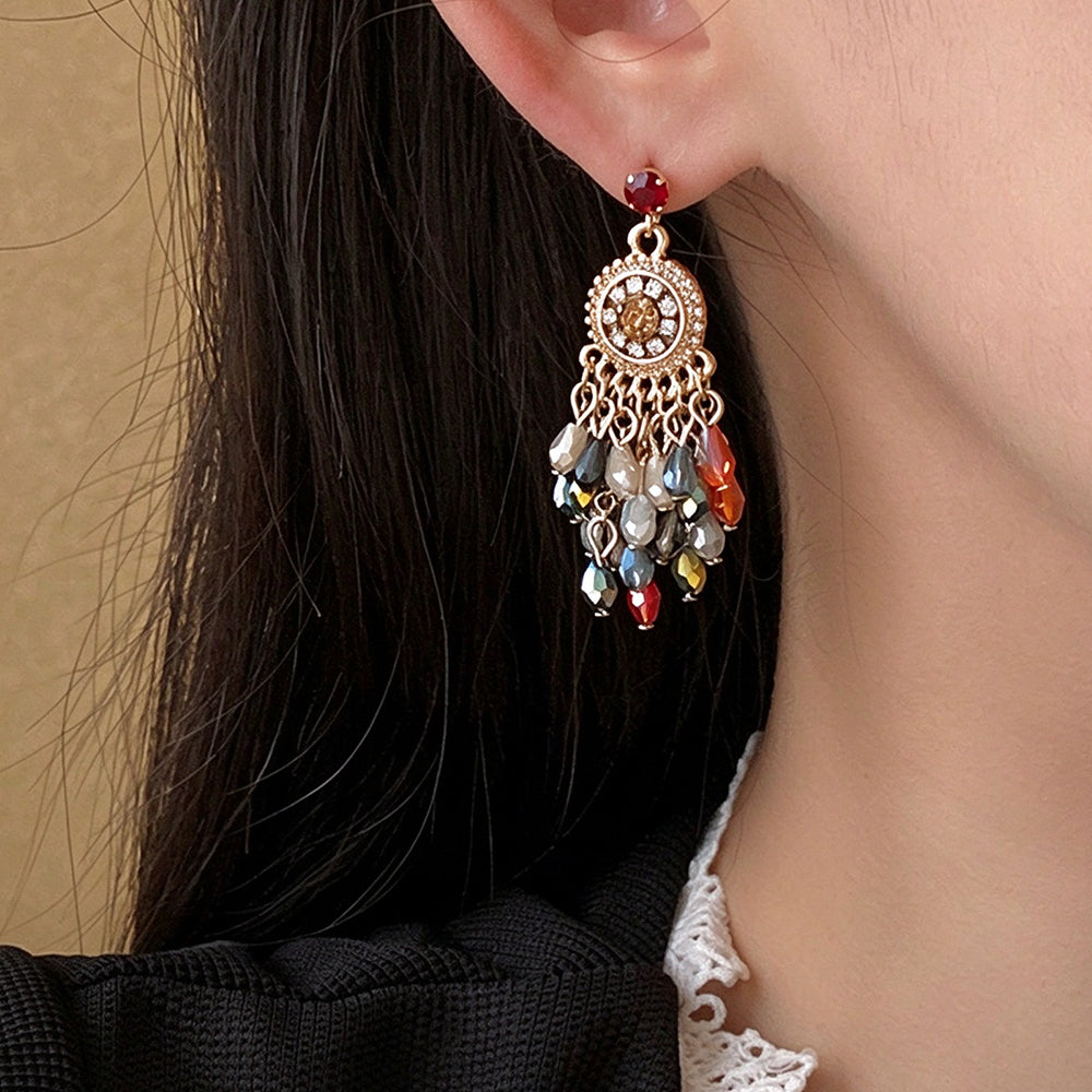 Crystal Teardrop Tassel Earrings 6W6JER803