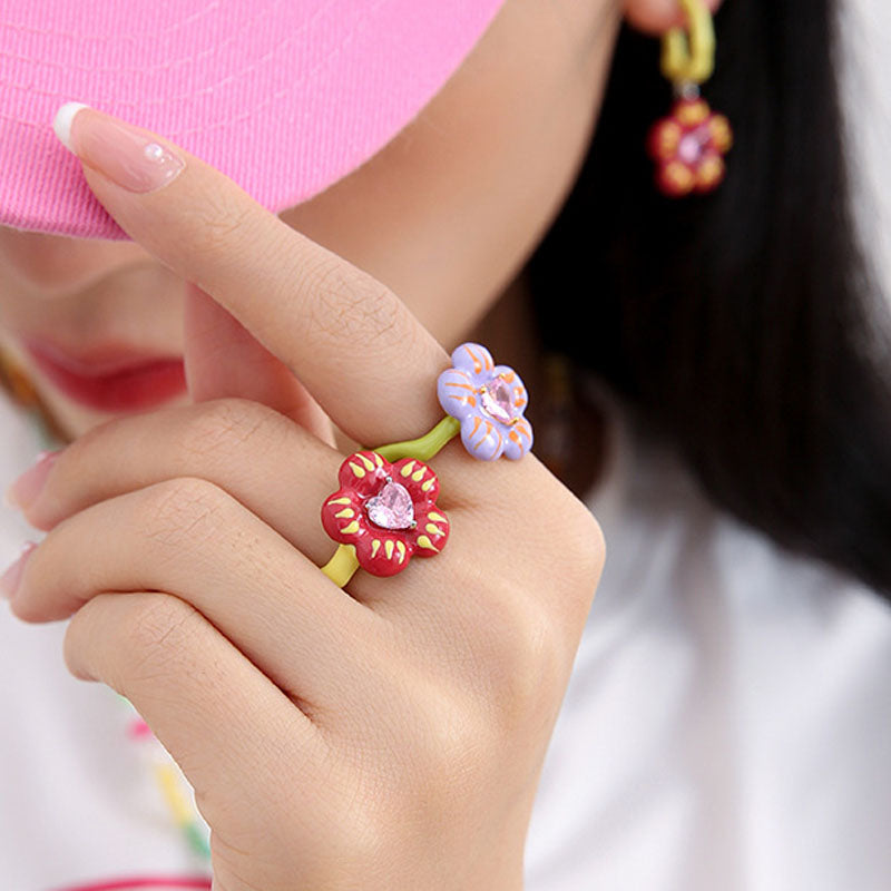 Floral Heart Open Ring - DippedShop Wholesale - #2451
