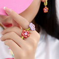 Sweet 3D Floral Heart Zircon Open Ring 6W6JRG250