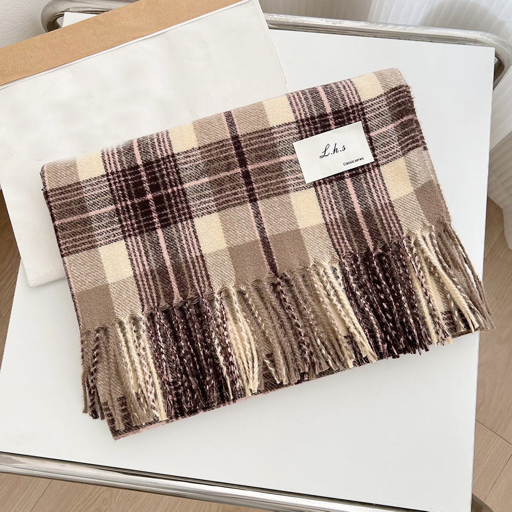 Plaid Tassel Shawl Scarf - DippedShop Wholesale - #7875