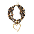 2 Pcs Leopard Print Hear Pendant Scarf Necklace 6W6JNC1003