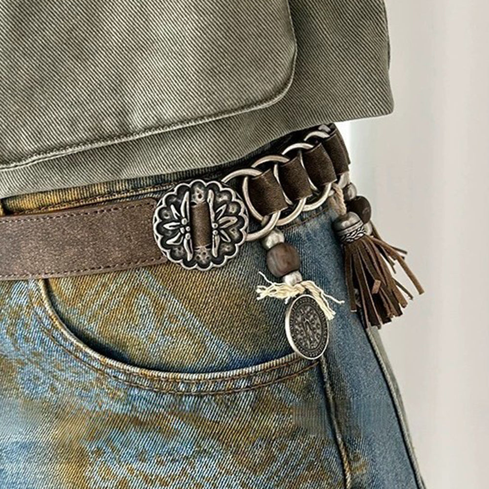 Vintage Distressed Ethnic Tassel Waist Blet 6W6JBT191