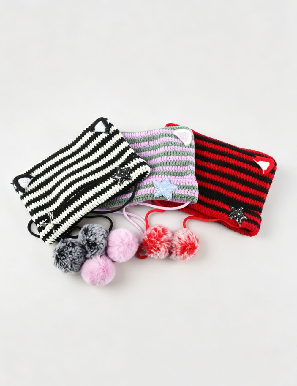 Striped Cat Ear Beanie - DippedShop Wholesale - #5347
