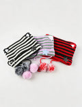 Cute Striped Cat Ear Beanie Hat With Pompoms 6W6HAT524