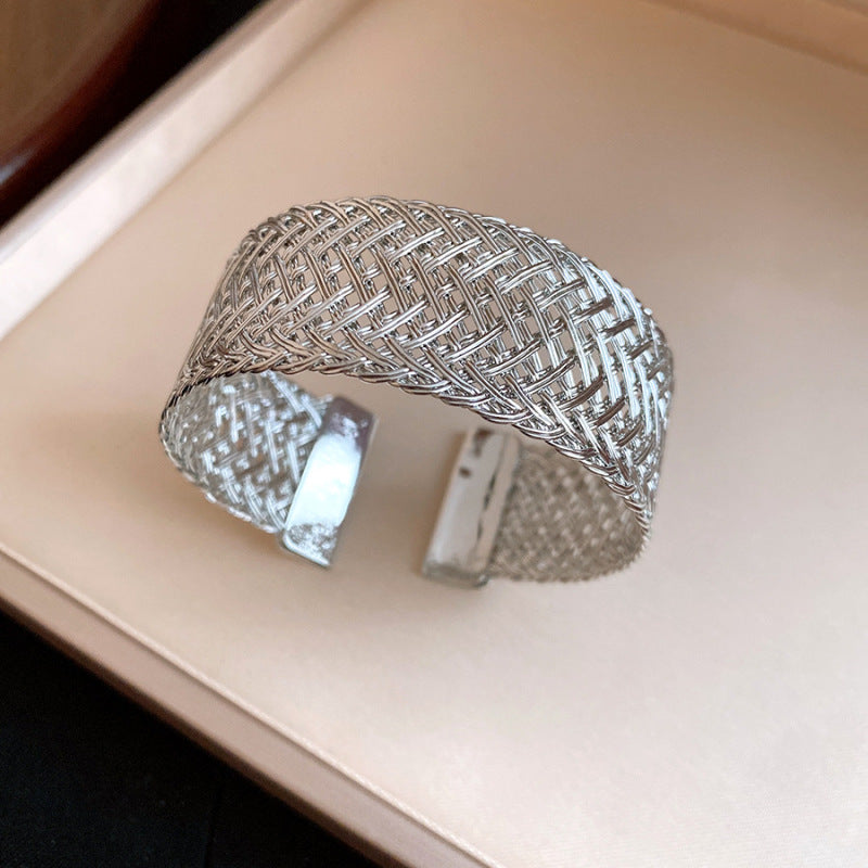 Minimalist Gold Plated Hollow Braided Open Bracelets 6W6JBR624