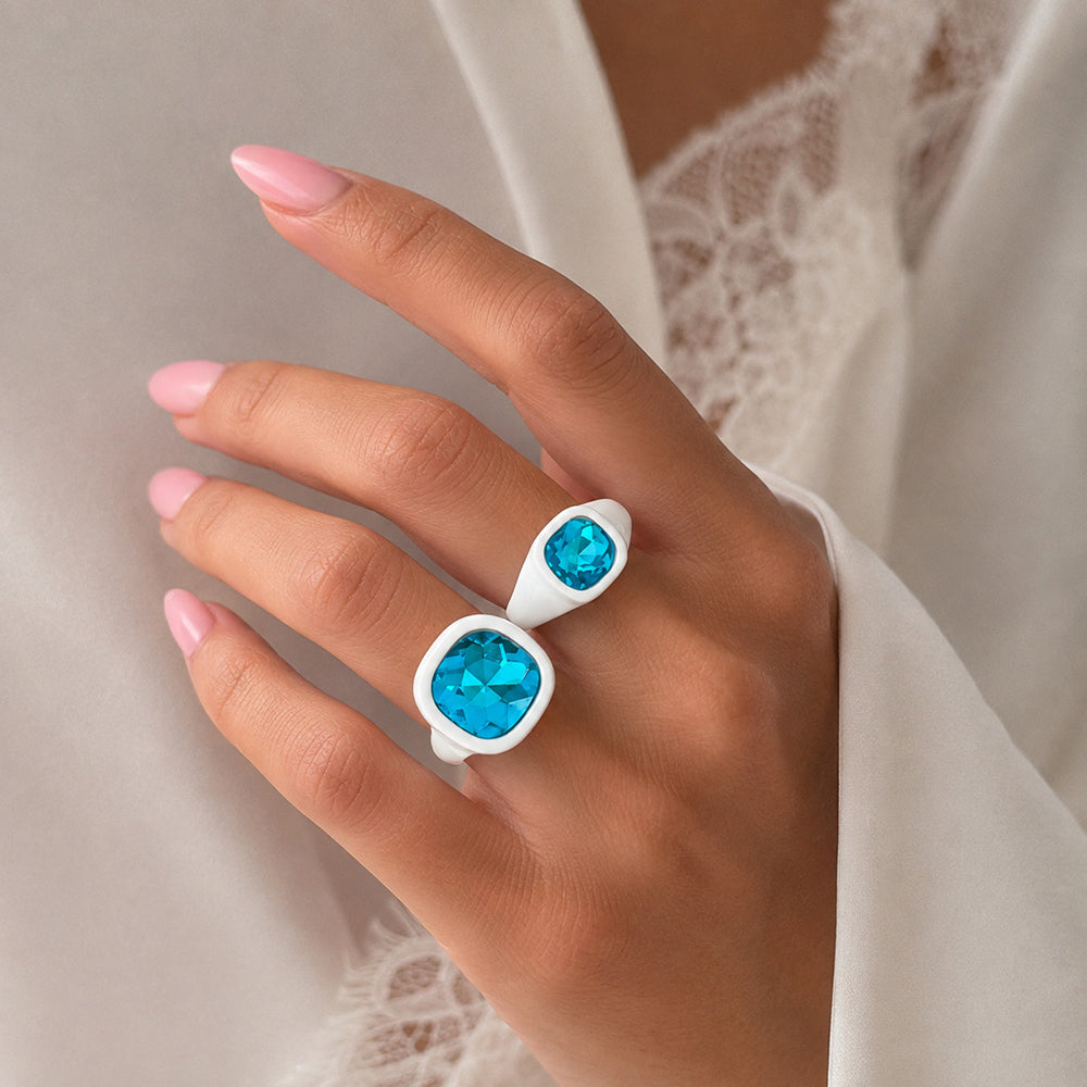 Square Gemstone Stackable Ring - DippedShop Wholesale - #8739