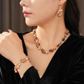 Vintage Enamel Floral Cashew Hollow Necklace 6W6JNC916