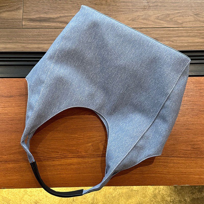 Slouchy Denim Solid Color Commuter Tote Bag 6W10BBG1992