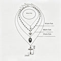 Dark Gothic Demon Wing Heart Layered Necklace 6W6JNC885 Star Chain, Bead Accents, Delicate Cable Chains