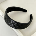 Minimalist Solid Color Plaid PU Wide Headband 6W6HBD311