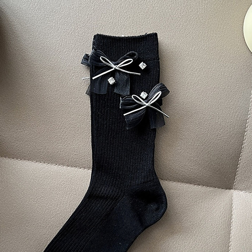Sweet Bow Rhinestone Mid-Calf Socks 6W8FSO767